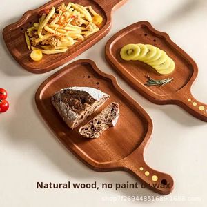 Plateau en bois Yilan, forme de chat, en bois massif avec poignée, pour servir des desserts, pour les fêtes, les restaurants - Product Image 2
