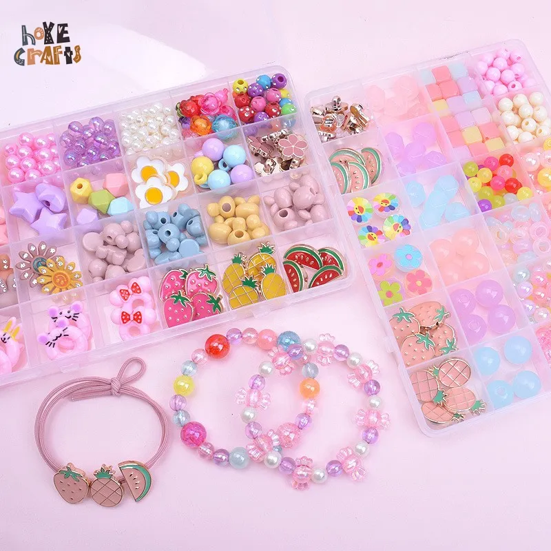 Beliebte Mädchen Schmuck machen Spiel lustige handgemachte Mädchen Halskette Handwerk DIY Perlen Spielzeug