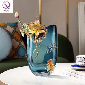 Vas Bunga Kristal Mewah Ringan Hiasan Vas Bunga Teratai Berwarna Enamel Berkualitas Tinggi untuk Dekorasi Rumah Seni Modern - Product Image 4