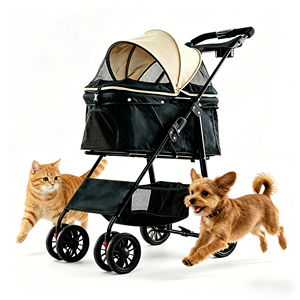 <span class=keywords><strong>Poussette</strong></span> de luxe <span class=keywords><strong>pour</strong></span> <span class=keywords><strong>petit</strong></span> <span class=keywords><strong>chien</strong></span>, design pliable et portable, tissu confortable, 4 roues et panier de rangement amovible - Product Image 4