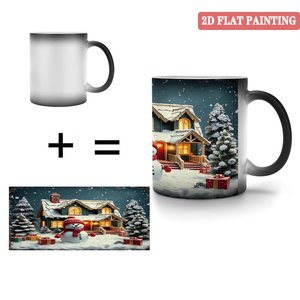 Tasse magique en céramique 11oz, tasse à thé sensible à la chaleur, design noir givré de Noël - Product Image 4