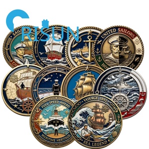 Monedas <span class=keywords><strong>de</strong></span> desafío inspiradoras y motivacionales náuticas con ancla <span class=keywords><strong>de</strong></span> velero y símbolo <span class=keywords><strong>de</strong></span> fuerza <span class=keywords><strong>de</strong></span> marinero, personalizadas al por mayor - Product Image 1