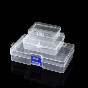 Transparent Rectangular Plastic Storage <b>Box</b> With <b>Lock</b> Cover For Tools Parts Sample Packaging Bins Set - Product Image 2