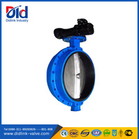 DIDLINK Vanne papillon manuelle à bride 4 pouces DN250, siège EPDM, conception concentrique à sandwich, corps en fonte ductile pour applications aquatiques, OEM