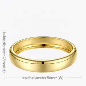 High Quality 18K Gold Plated Brass Jewelry Glossy Wide Cuff Bangles Accessories Bracelets B192029
