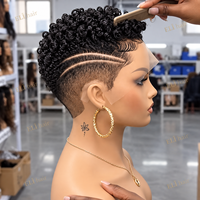 Perruque Pixie Cut en cheveux humains naturels, sans colle, prête à porter, en stock, expédiée directement de l'usine