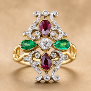 Anello da Donna con Quadrifoglio e Pietra Bicolore, Gioiello alla Moda - Product Image 3