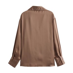 SHENZHU Camicette in Seta Satinata da Donna, Nuova Moda Autunno 2024, Camicie Vintage a Maniche Lunghe, Bluse Chic - Product Image 3