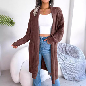 Women's Sweaters Knitted <b>Cardigan</b> Casual Ribbed Hew Cashmere Sweater With Pocket Sweater Fashion - Product Image 4