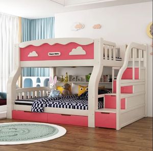 Letto a Castello Robusto in Legno Massello per Bambini Letto Madre-Figlio Multifunzionale per la Casa Letto Alto e <span class=keywords><strong>Basso</strong></span> - Product Image 1