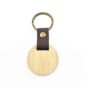 Wholesale <b>Custom</b> Digital Photo Cherry Walnut Wood <b>Keychains</b> with PU Leather Strap Laser Engraved Logo Blank Wooden Keyring - Product Image 4