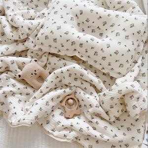 PLHAN Refroidissement Double Mousseline Gaze Motif Floral Multicouche Respirant Coton Mousseline Bébé Berceau Literie <span class=keywords><strong>Couette</strong></span> Couverture <span class=keywords><strong>Oreiller</strong></span> - Product Image 2