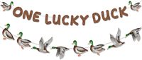Entenjagd-Erstgeburtstagsdekorationen: „One Lucky Duck“-Banner und Entengirlande für Jungen – Partyzubehör zum 1. Geburtstag