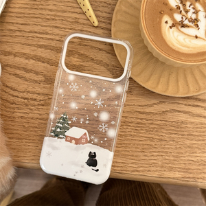 Coque de téléphone <span class=keywords><strong>chat</strong></span> <span class=keywords><strong>noir</strong></span> avec flocons de neige et paillettes pour iPhone 17, 16 Pro Max, 15 Pro, 14 Max, 13 – Protection antichute élégante - Product Image 6