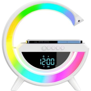 RGB <b>LED</b> Lamp <b>Clock</b> With Bluetooth FM Radio SD Card USB Charging Desk Lamp - Product Image 1