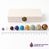 Ensemble de boules de cristal du système solaire, 9 planètes, sphères de pierres précieuses naturelles, boîte en bois polie, jouet éducatif scientifique, cadeau, décoration