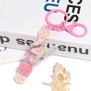 Cadena de corazón de lujo bola Diy hecha a mano teléfono móvil cadena llavero pluma suelta cuentas pesadas Accesorios - Product Image 2