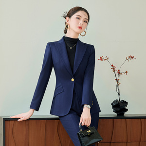 Women's 2025 Pink Striped Suit Set Two Piece Anti-Wrinkle Professional Wear - Product Image 2