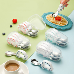 ช้อนส้อมวงแหวนแบบสั้นสำหรับฝึกรับประทานอาหารสำหรับเด็กเครื่องใช้บนโต๊ะอาหารทำจากสเตนเลสสตีล304ออกแบบได้ตามต้องการ - Product Image 3