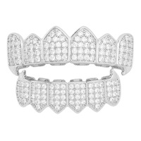 Grillz dentaire arc-en-ciel pour hommes, style Hip Hop Punk Rapper, couleur or, avec zircone cubique (CZ), pour dents supérieures et inférieures, pour fêtes cosplay