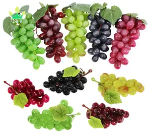 Racimos de uvas artificiales de goma para decoración, mechones de uvas artificiales de color púrpura para boda, fruta, vino, fruta, accesorios para fruta