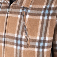 Veste en laine à carreaux pour homme TOPSHOW GARMENT, de haute qualité, décontractée, d'hiver, pour l'extérieur, avec logo brodé, fermeture éclair, poche, double fermeture éclair