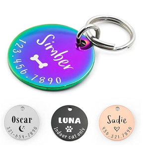 Etiquettes personnalisées pour animaux de compagnie en acier inoxydable, étiquettes d'identification gravées durables pour chiens et chats - Product Image 1