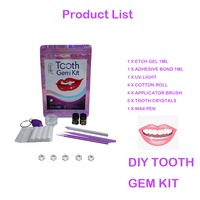 Kit de gemmes dentaires professionnelles pour usage domestique, cristal, or 18 carats, blanchiment des dents, lumière LED de durcissement, adhésif, boîte cadeau, bricolage