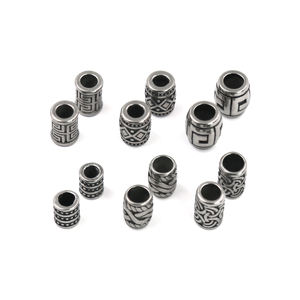 Tubo de cuentas de columna europea, cuentas espaciadoras de acero inoxidable 304 antiguas para collar y pulsera DIY, componentes de fabricación de joyas - Product Image 4