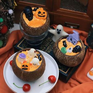 Factory Halloween Scented Candle in Natural <b>Coconut</b> Shell Cute 3D Ghost Skull Shape Soy Wax <b>Cup</b> Candles for Holiday Party Decor - Product Image 3