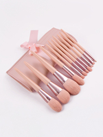 Benutzerdefiniertes Logo 11-teiliges Luxus Professionelles Multifunktionales Foundation Puder Lidschatten Gesichts-Make-up Hellrosa Pinselset