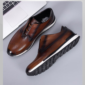 Chaussures habillées en <span class=keywords><strong>cuir</strong></span> véritable pour hommes, antidérapantes, plates, confortables, à bout pointu, à lacets, pour affaires et mariages - Product Image 1