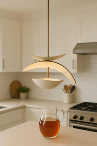 Lustre suspendu moderne de style mid-century, minimaliste et sculptural, luminaire de plafond contemporain pour salle à manger - Product Image 4