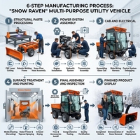 Déneigeuse multifonctionnelle commerciale 25 CV 4x4 de 1400 mm, autoportée, 3-en-1 avec régulateur de vitesse