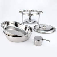 Nouveau Plat Chauffe-Plat Rond en Acier Inoxydable, Récipient de Maintien au Chaud pour Traiteur Hôtelier, Plat à Réchaud en Acier Inoxydable Chauffé à l'Alcool