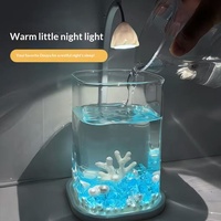 [Soigneusement sélectionné] Ultra-White P.S. Aquarium de bureau créatif rectangulaire pour poissons Betta avec plantes vivantes