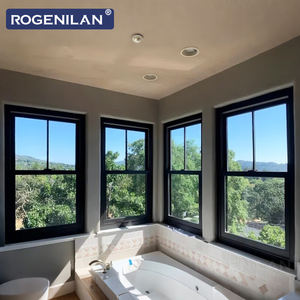 Fenêtres à guillotine simples en aluminium noir ultra-étroit ROGENILAN pour extérieur, double vitrage, économie d'énergie, vitrage trempé - Product Image 6