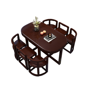 Bàn Ăn Bằng Gỗ Nguyên Khối Và Ghế Kết Hợp Đơn Giản Hiện Đại Trang Chủ Căn Hộ Nhỏ Tiết Kiệm Không Gian Bàn Ăn 1.3 Mét - Product Image 2