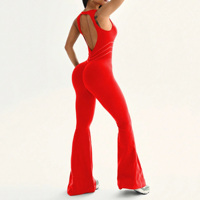 Combinaison de yoga évasée pour femme, effet push-up fessier, contrôle du ventre, justaucorps d'entraînement, logo personnalisé, haute élasticité, tenue de sport pour la gym – Vente chaude