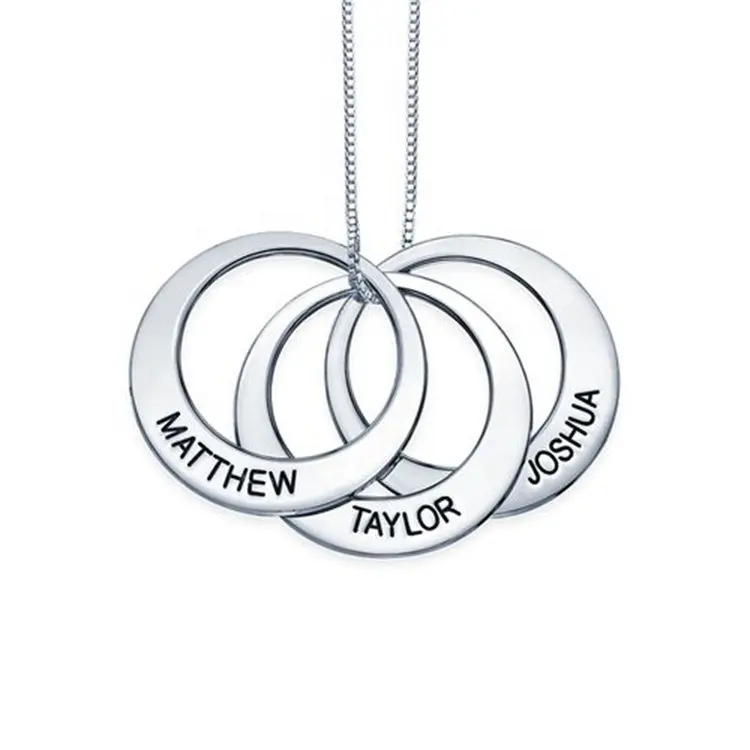 Custom Russian Ring Necklace With Engraving In Sterling Silver 925 Rings Personalized Name Necklace Mother Valentine's Day