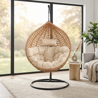 Fauteuil suspendu œuf moderne en rotin tressé pour jardin, patio et extérieur, personnalisable en usine, avec support métallique durable et écologique