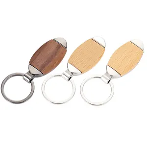 Oneway Wholesale high quality promotional custom metal logo blank bamboo wooden wood carved keychain blank accessories