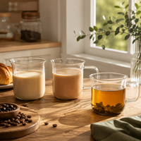 Gobelet à café glacé en verre borosilicate transparent de 10 oz avec logo personnalisé, pour jus, lait, thé, avec poignée, pour café, restaurant, maison