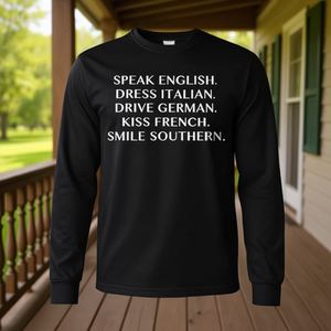 T-shirt à manches longues italien, allemand, français, anglais, sudiste, avec motifs de baisers et de sourires - Product Image 3