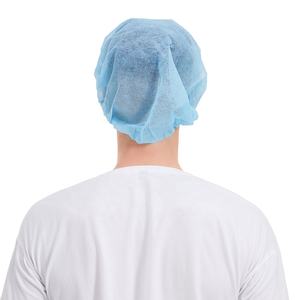SMS Excellente Casquette Bouffante Jetable Hubei Haixin Soins De La Tête Médecin Couvre-chef Bande De Caoutchouc Flexible Bleu Non Tissé Casquettes En Gros - Product Image 4
