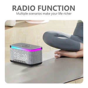 Reloj Despertador con Cargador Inalámbrico 5 <span class=keywords><strong>en</strong></span> 1, Altavoz Bluetooth con Luz LED RGB de Colores, Lámpara de Escritorio, <span class=keywords><strong>Radio</strong></span> <span class=keywords><strong>FM</strong></span> para Sala de Estar o Mesita de Noche - Product Image 5