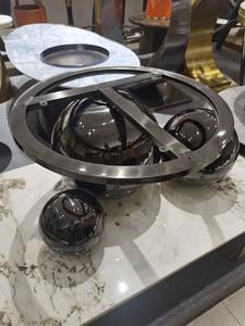 Tavolino da Caffè Rotondo Moderno di Lusso Leggero Italiano di Alta Gamma per Soggiorno Piccolo con Piano in Marmo Regolabile e Base in Acciaio Inossidabile - Product Image 5