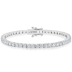 Moissanite Tennis S925 Sterling <b>Silver</b> Women <b>Men</b> Jewelry White Gold Plated Hypoallergenic D VVS1 Round Cut Moissanite <b>Bracelet</b> - Product Image 1