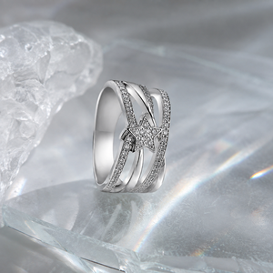 Anello da Donna con Design a Forma di X Meteor, Anello Geometrico da Dito - Product Image 4