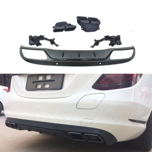 Diffusore Posteriore Inferiore C63 con Terminali di Scarico per <span class=keywords><strong>Mercedes</strong></span> Benz <span class=keywords><strong>Classe</strong></span> C W205 2015 Normale Exclusive Avant Nero Argento - Product Image 5